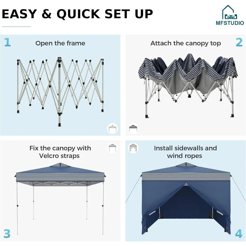 10x10 Pop Up Canopy Tent with Removable Sidewalls, Instant Portable Shelter