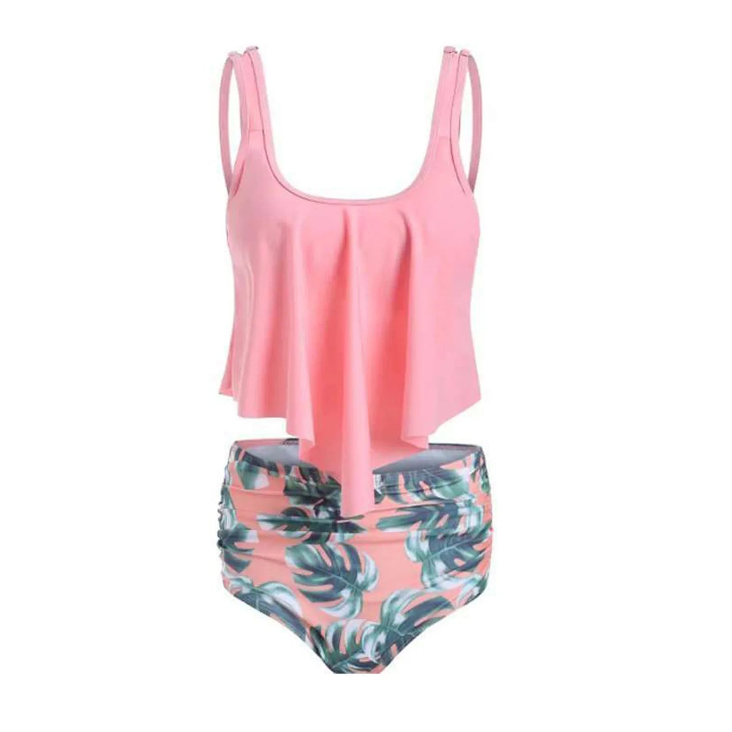 Two Piece Sets Swimwear Ruffles Women Suits Printed Beachwear High Waist Bikini Set Bottoms Push Up Swimsuits