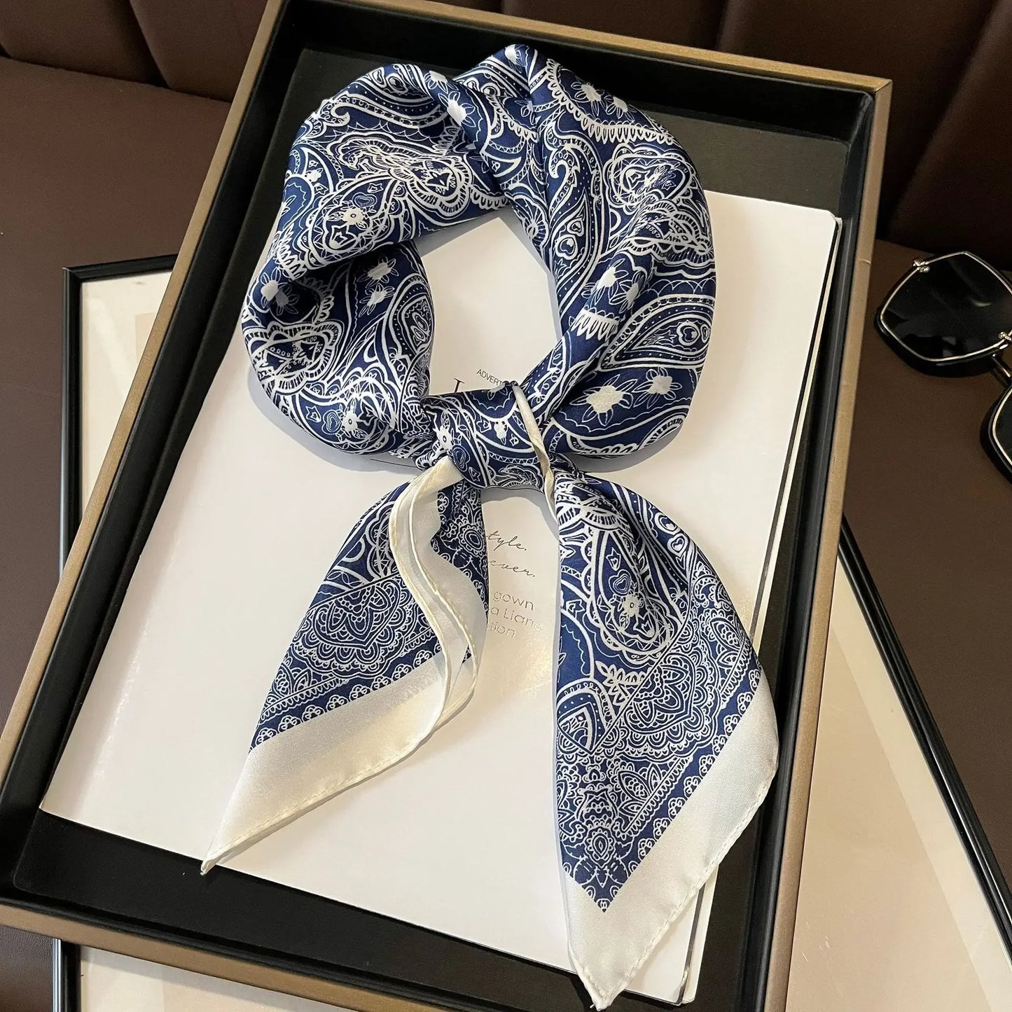 Luxury Brand Women, Men Print Square Scarf. Soft Satin Silk-like, Small Neck Scarf Stylish Casual Headscarf