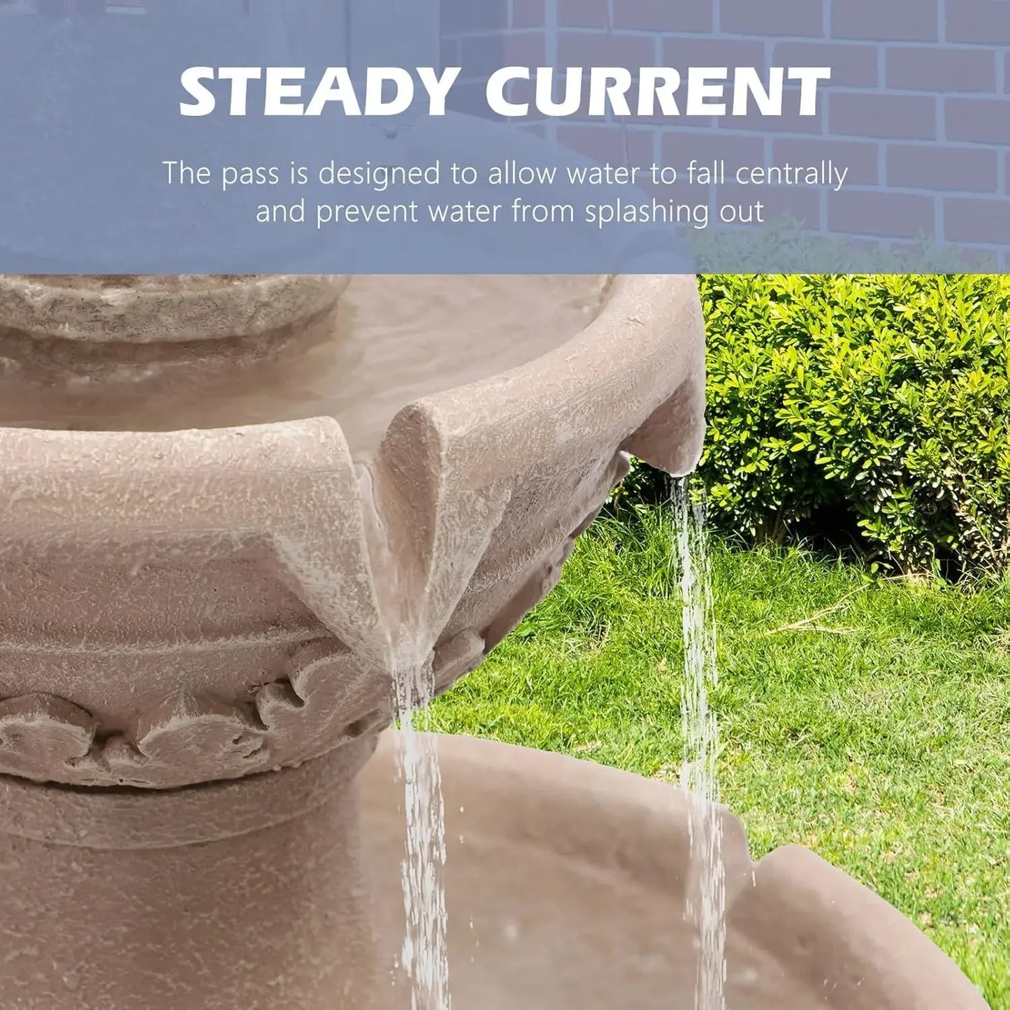 Outdoor Fountains and Waterfalls, 48.4" H Bubbler Floor Waterfall Fountain with Pineapple Top and Pump, 3 Tiered