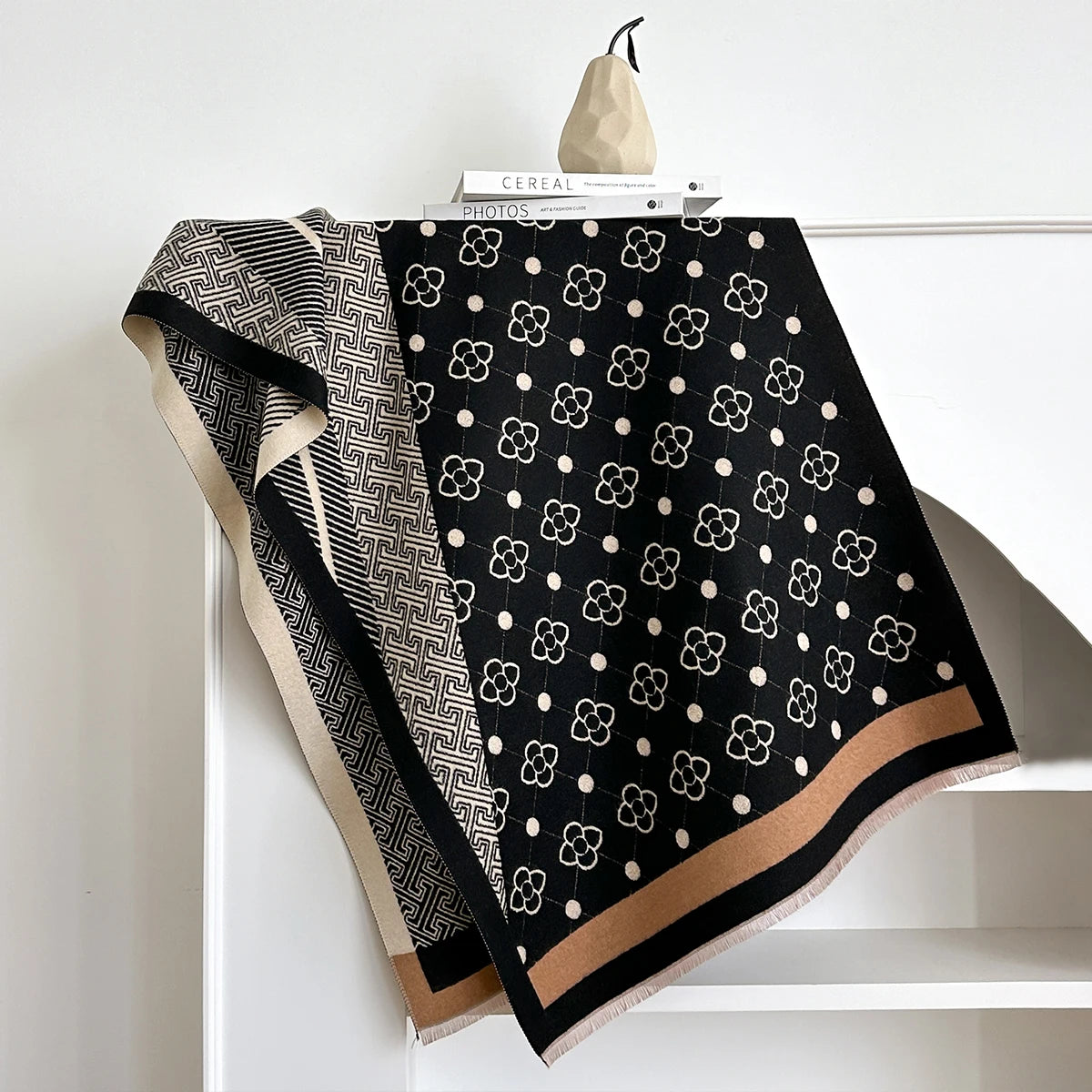 Winter Warm Faux Cashmere Scarf - Thick Luxury Shawl Wrap, Perfect as Travel Poncho Blanket