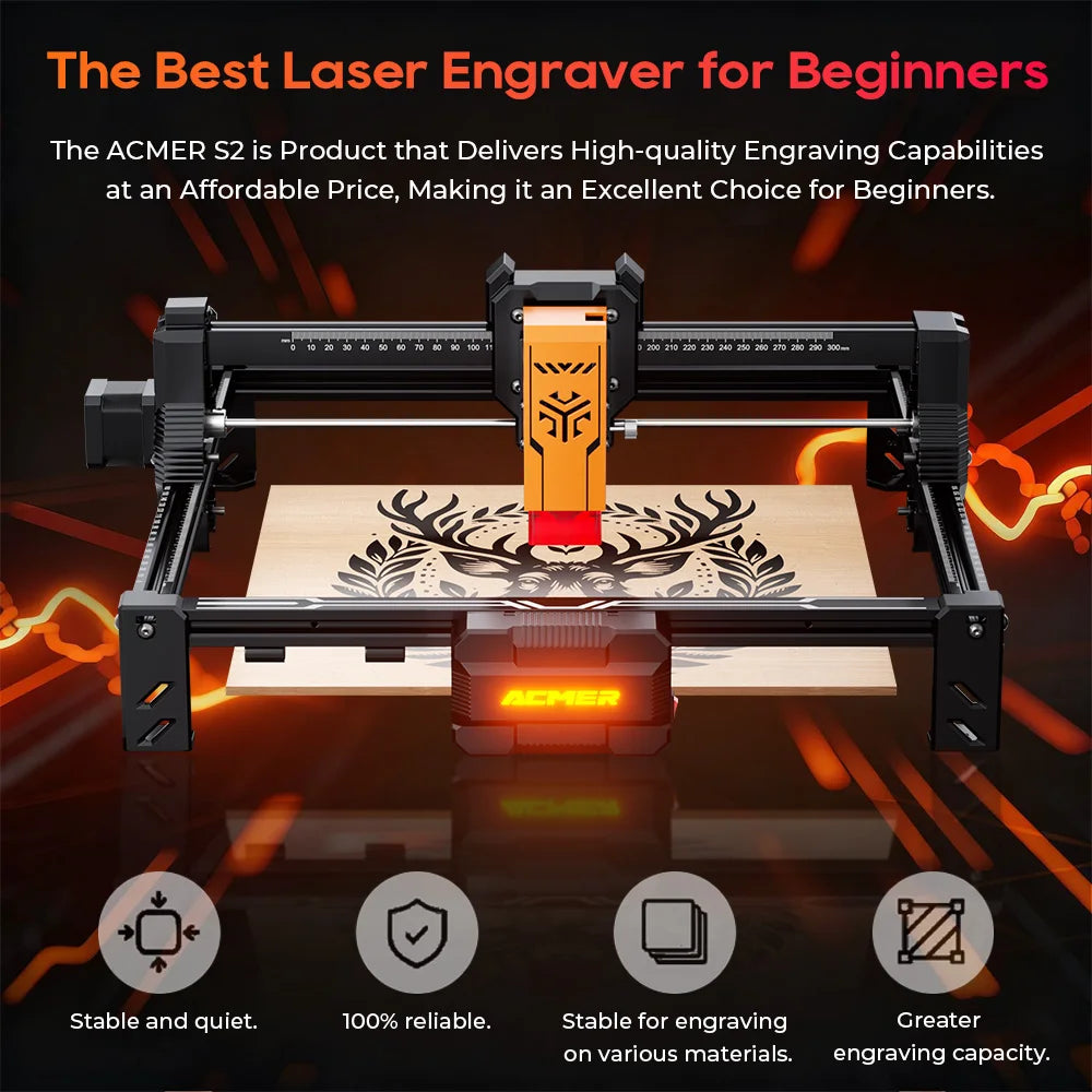 12W 7W 4W Laser Engraver and Cutting Machine Tool, CNC Working Area 300*300mm for Engravable Plywood Acrylic Leather