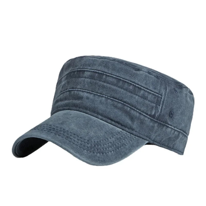 Spring Summer Short Brim Army Hat Men Women Outdoor Retro Washed Cotton Big Head Sunshade Flat Caps Military Cap Fishing Hats