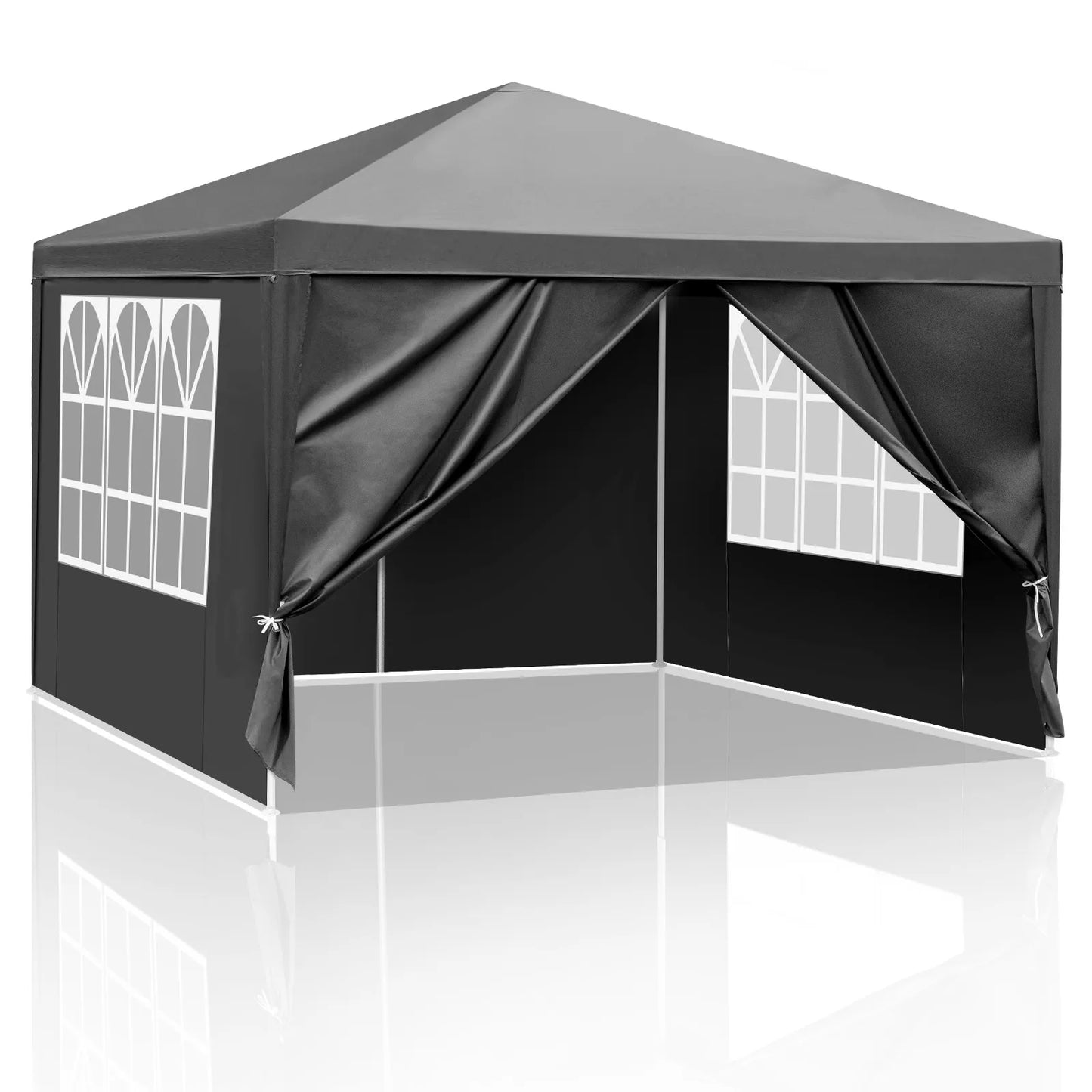 10'x10'x8.5' Outdoor Tent Canopy, Patio Gazebo Removable Walls. Black