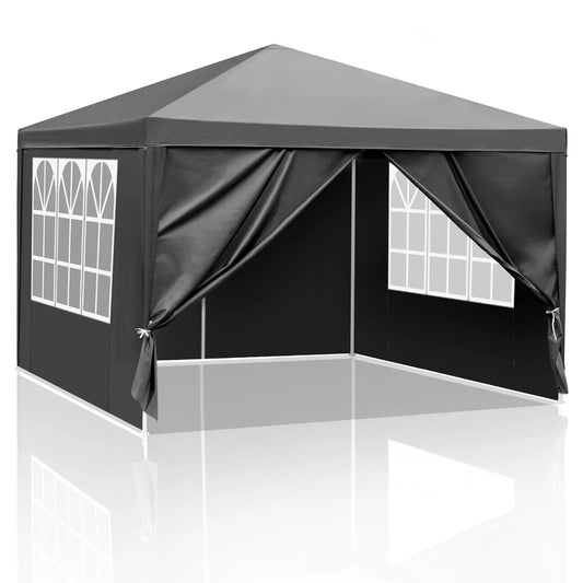 10'x10'x8.5' Outdoor Tent Canopy, Patio Gazebo Removable Walls. Black