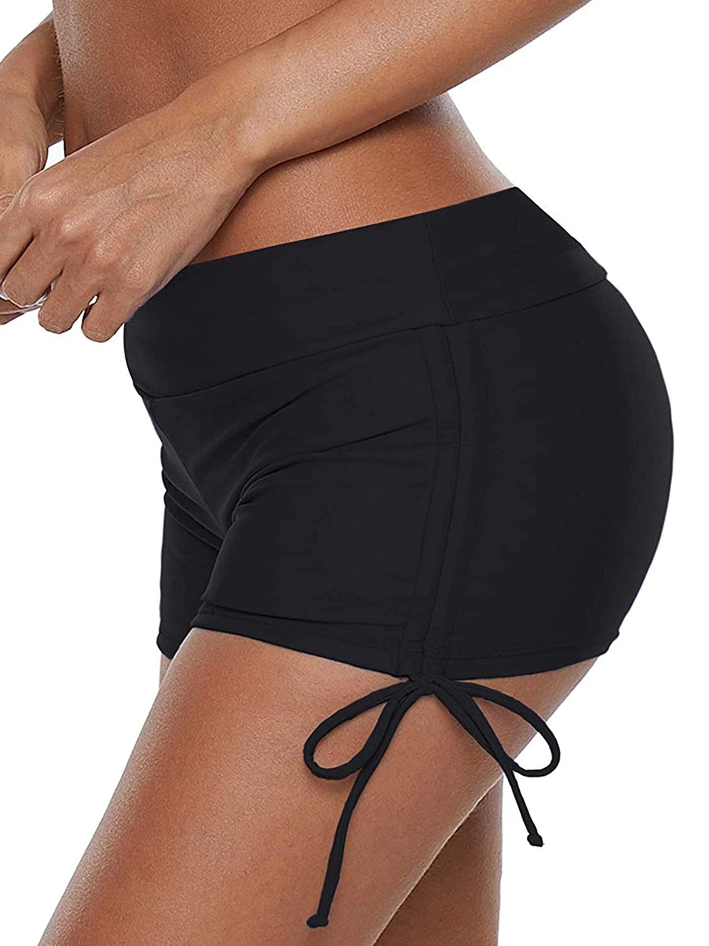 Women s Swim Shorts, High Waist Sides Drawstring Stretch Tankini Bottoms with UV Protection