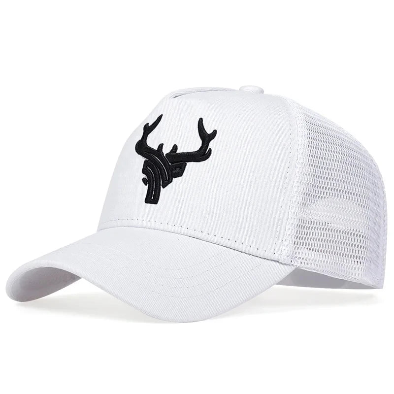 1piece Unisex Antlers Embroidery Baseball Net Hat Adjustable