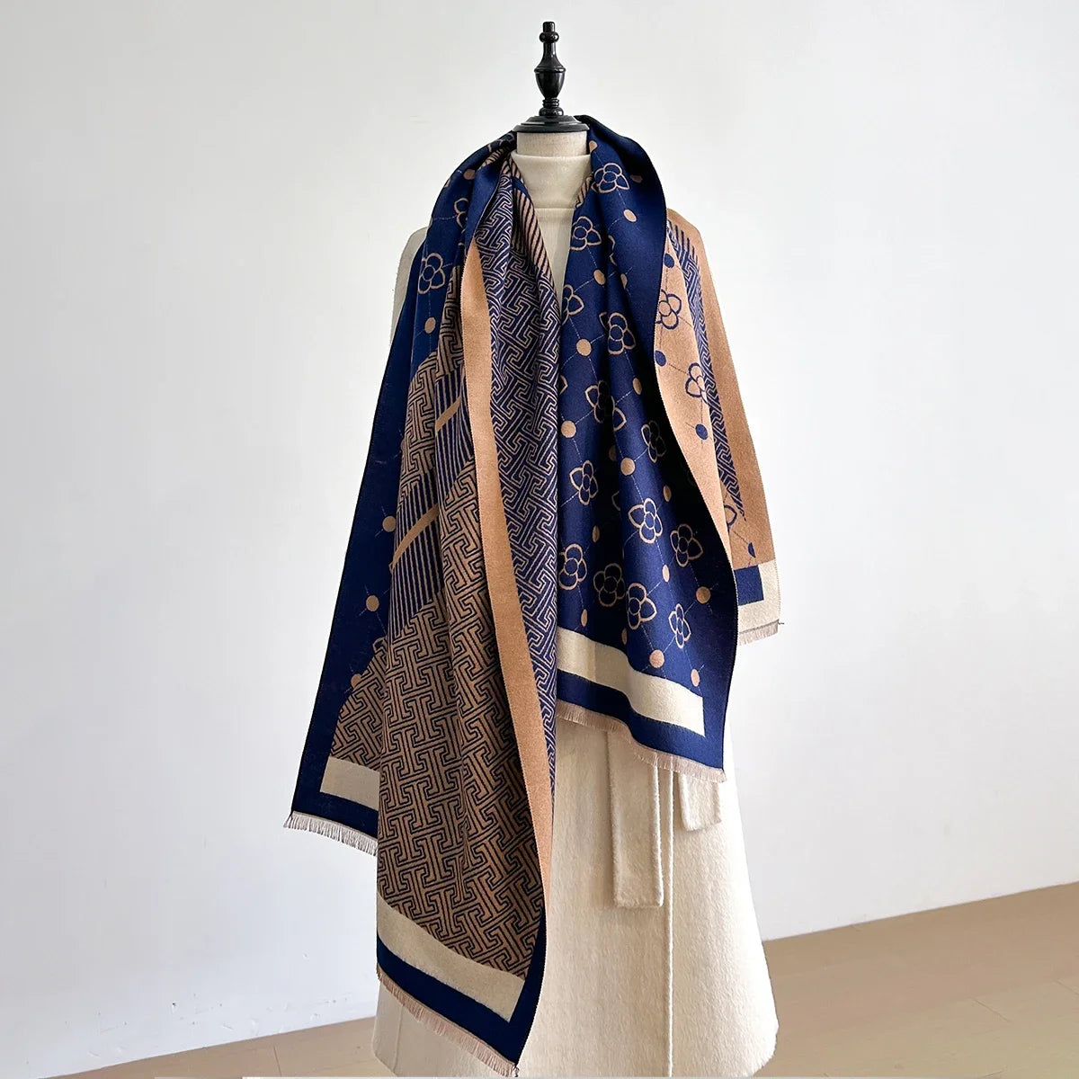 Winter Warm Faux Cashmere Scarf - Thick Luxury Shawl Wrap, Perfect as Travel Poncho Blanket