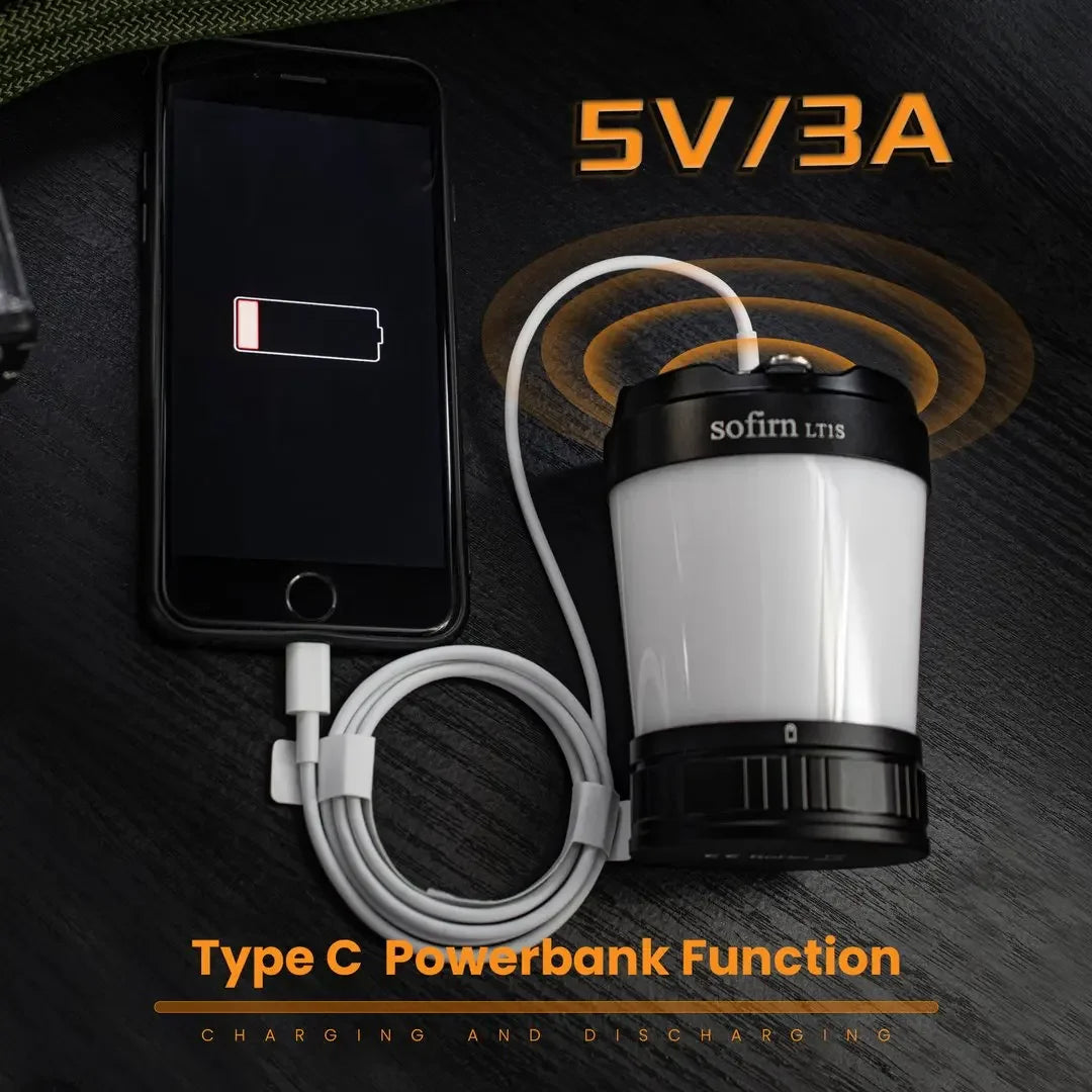 Camping Light USB Rechargeable, Powerful Torch Portable Emergency Lantern 2700K-6500K with Reverse Charging
