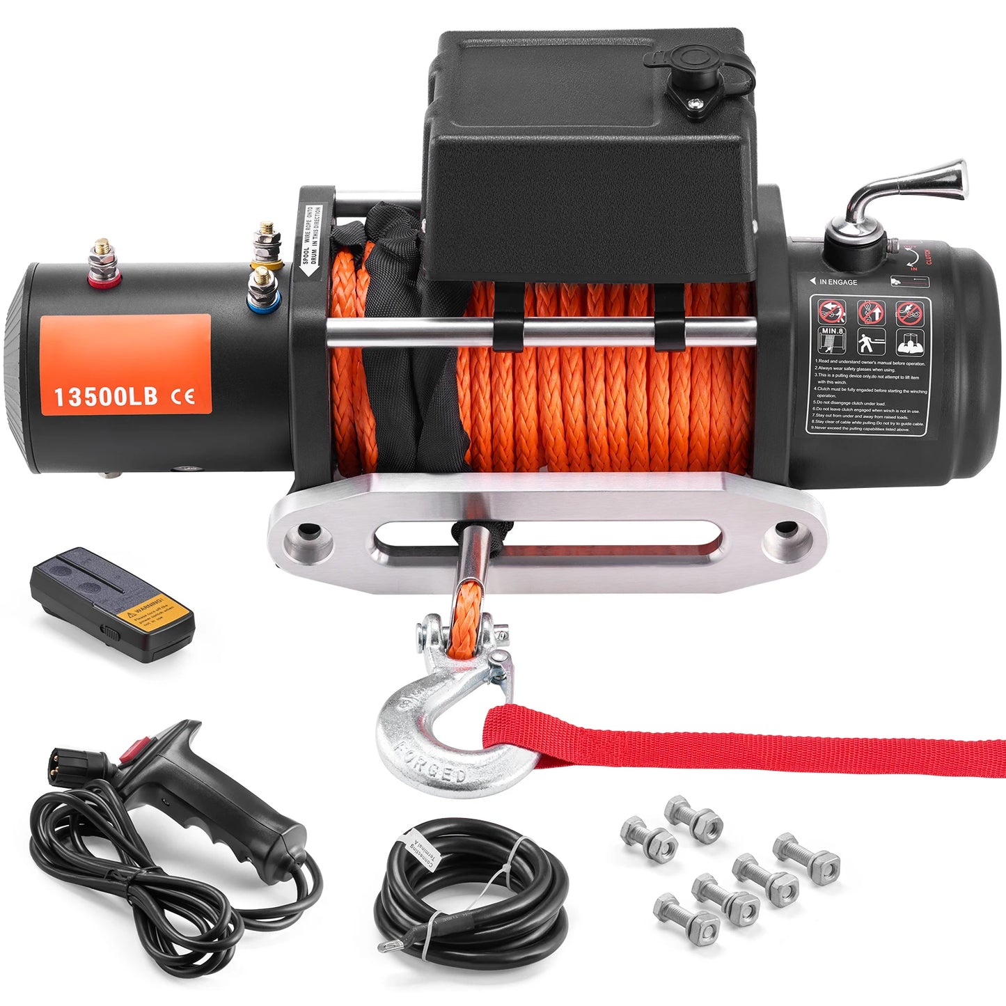 13500lbs Electric Winch, Car Truck Winch with 80ft Synthetic Rope Wireless & Wired Remote Control for Towing Off-Road