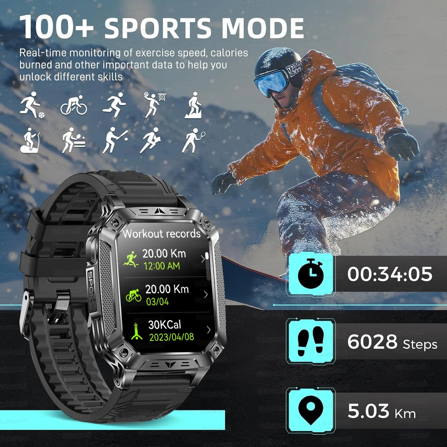 2026 New 1400mAh Battery Smart Watch, Waterproof Call 2.01" AMOLED HD 100+Sports Heart rate Flashlight Smart Watch