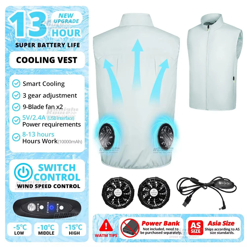 Cool Vest Wearable Cooling Fan Vest. Cooling 13 Hours for High Temperature Work, Fishing, Hiking