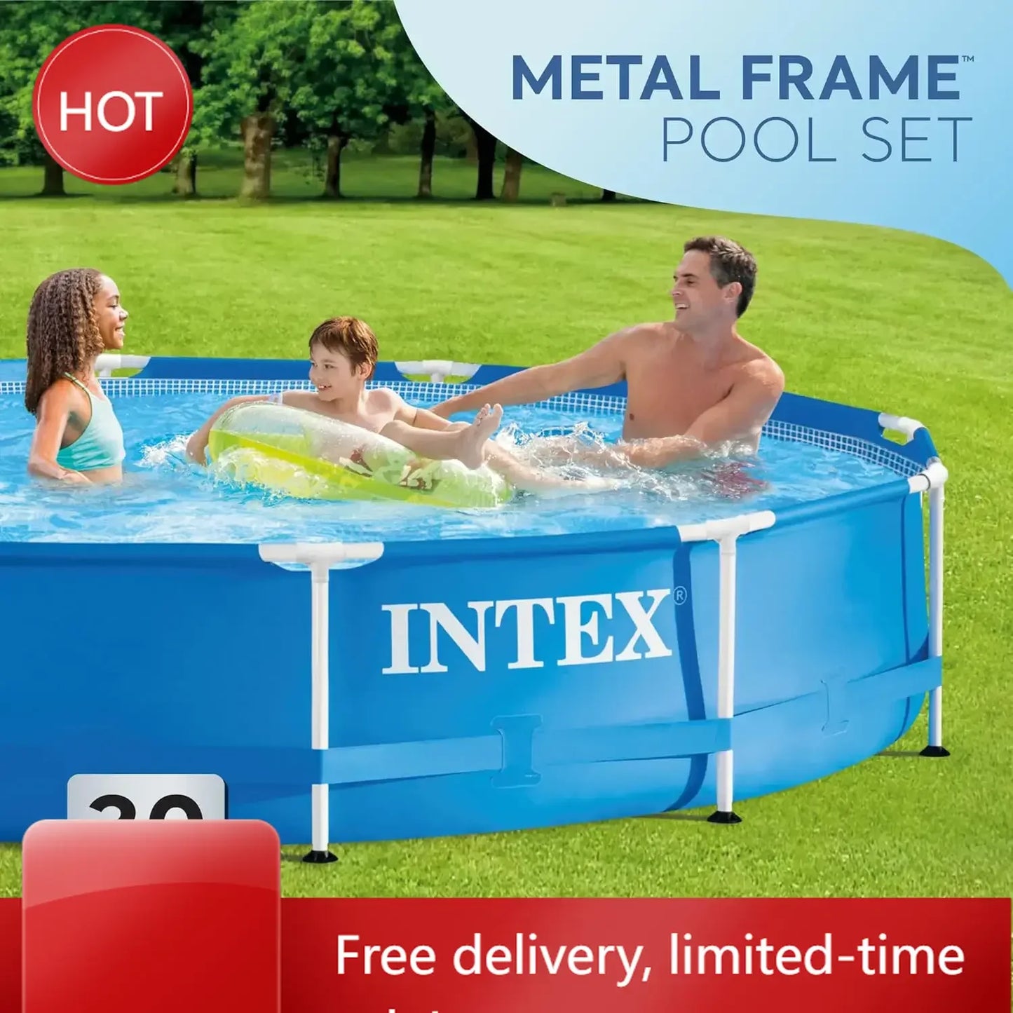 Metal Frame Above Ground Swimming Pool Set: 12ft x 30in – Includes 530 GPH Cartridge Filter Pump – Puncture-Resistant Material