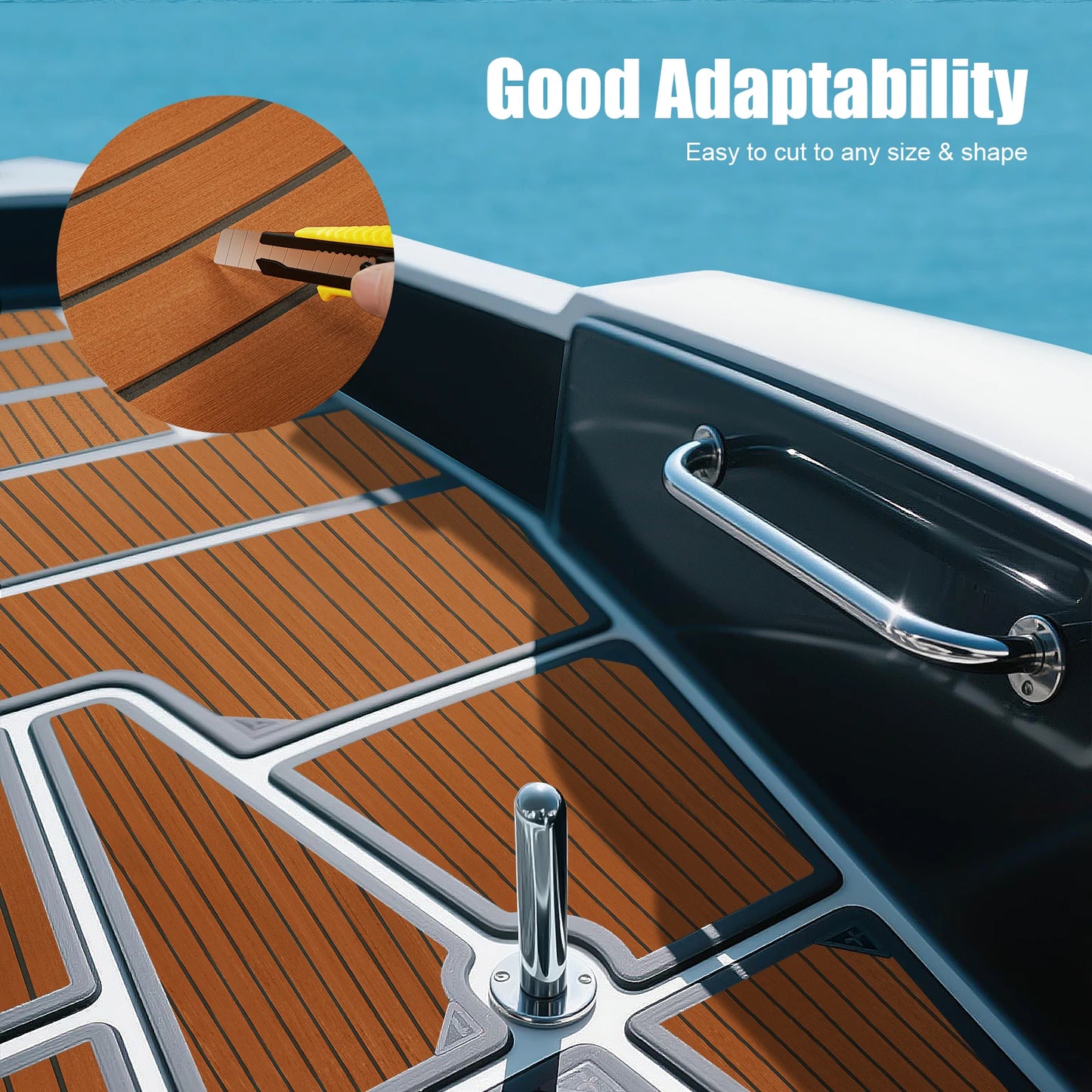 35.5 " x 94.5" Self-Adhesive EVA Foam Boat Marine Flooring, Faux Teak