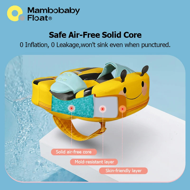 Baby Float with Crotch Support, 98% UV Protection Canopy. Skin-friendly Baby Swim Ring Pool Float