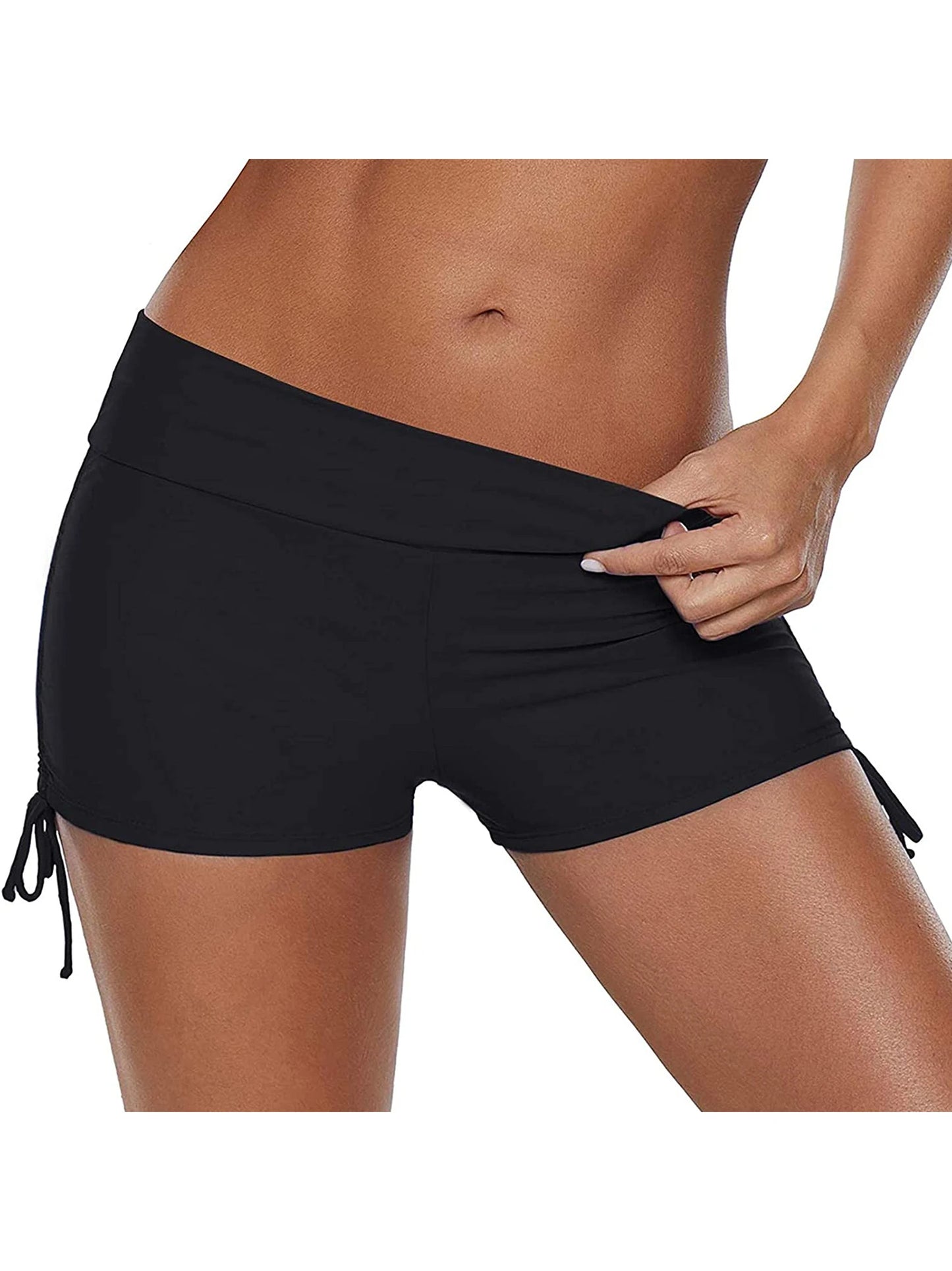 Women s Swim Shorts, High Waist Sides Drawstring Stretch Tankini Bottoms with UV Protection