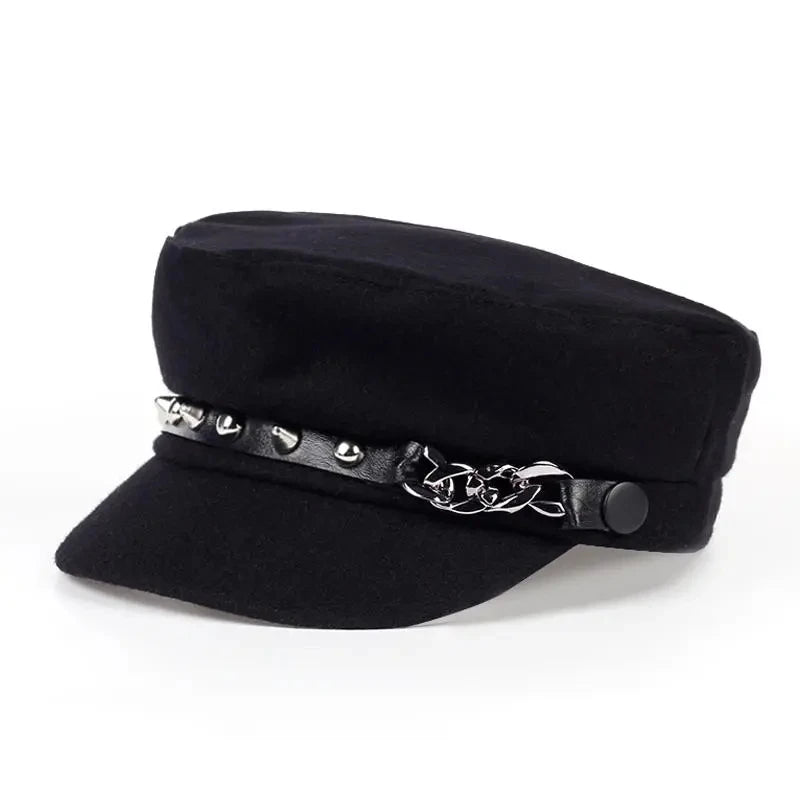 1piece Unisex Rivet Chains Navy Cap