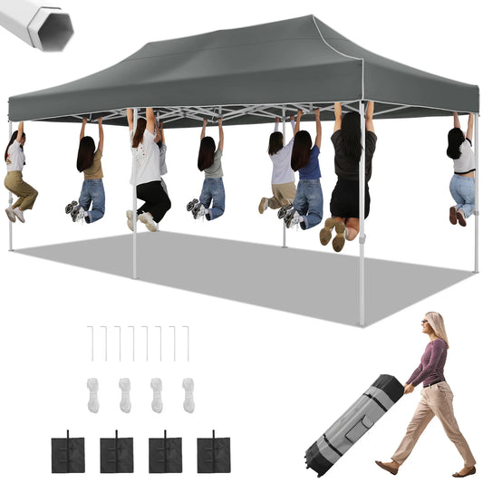 10x20 Heavy Duty Pop Up Canopy Tent, Roller Bag, Waterproof