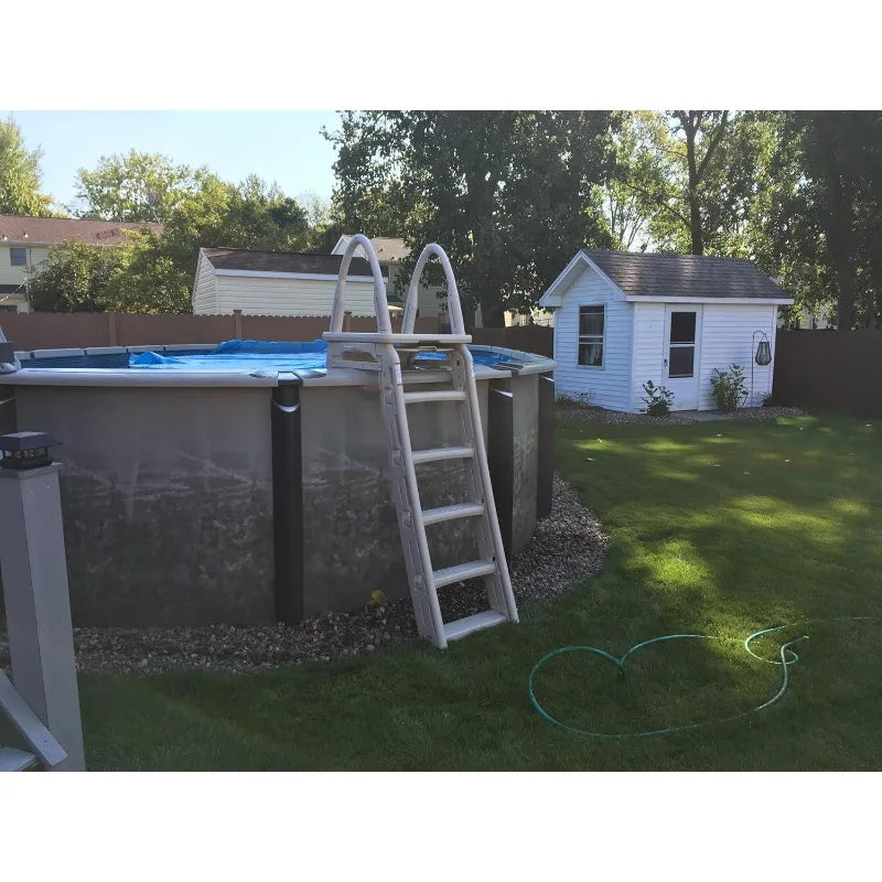 Confer Plastics 7200 Roll Guard 48" to 56" Adjustable A Frame Safety Ladder for Outdoor Patio Swimming Pool Platform Ladder