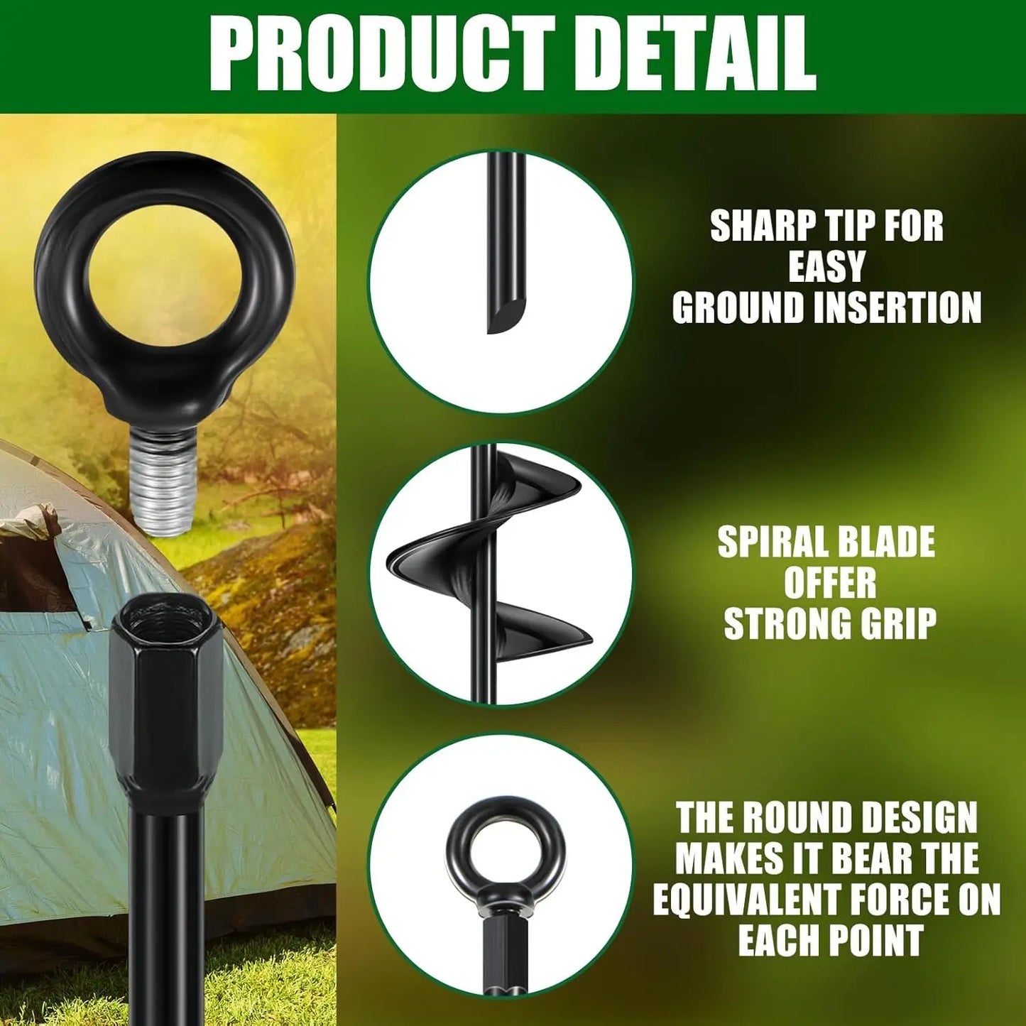 30 Inch Heavy Duty Ground Anchor Spiral Blade, Metal Anchor Stakes Camping, Securing Animals