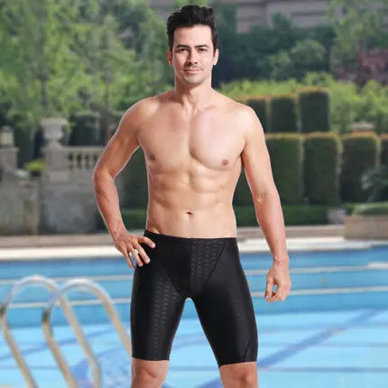 Men Shark Skin Water Repellent Professional Competitive Swimming Trunks