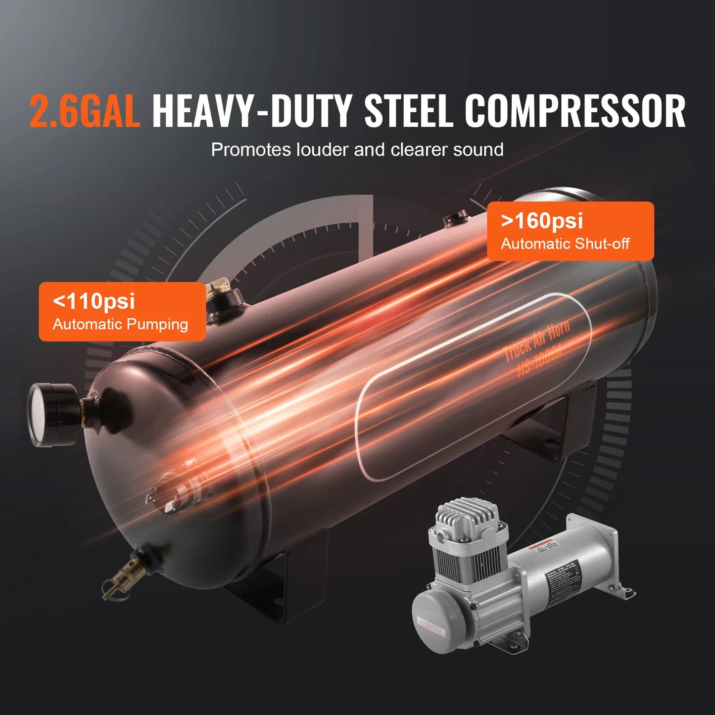 Train Horns Kit, 4 Trumpet Air Horn Kit, 150dB Train Horns 12V 120 psi Air Compressor for Car Truck Train Van Boat Pickup