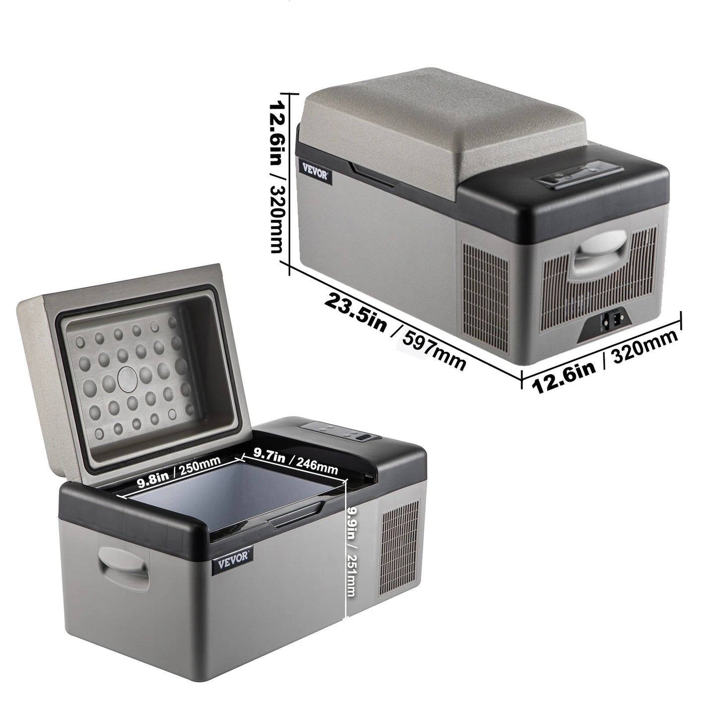 15-55L Portable Electric Refrigerator. Compressor 12V/24V DC 110-240V AC, Freezer, Refrigerator