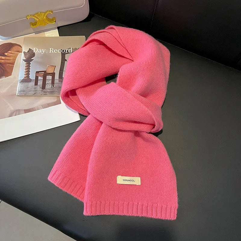 Knitted Scarf, Women's, Men's 100% Wool Winter Scarfs. Bright Solid Color Design, Thick Soft Cashmere Shaw