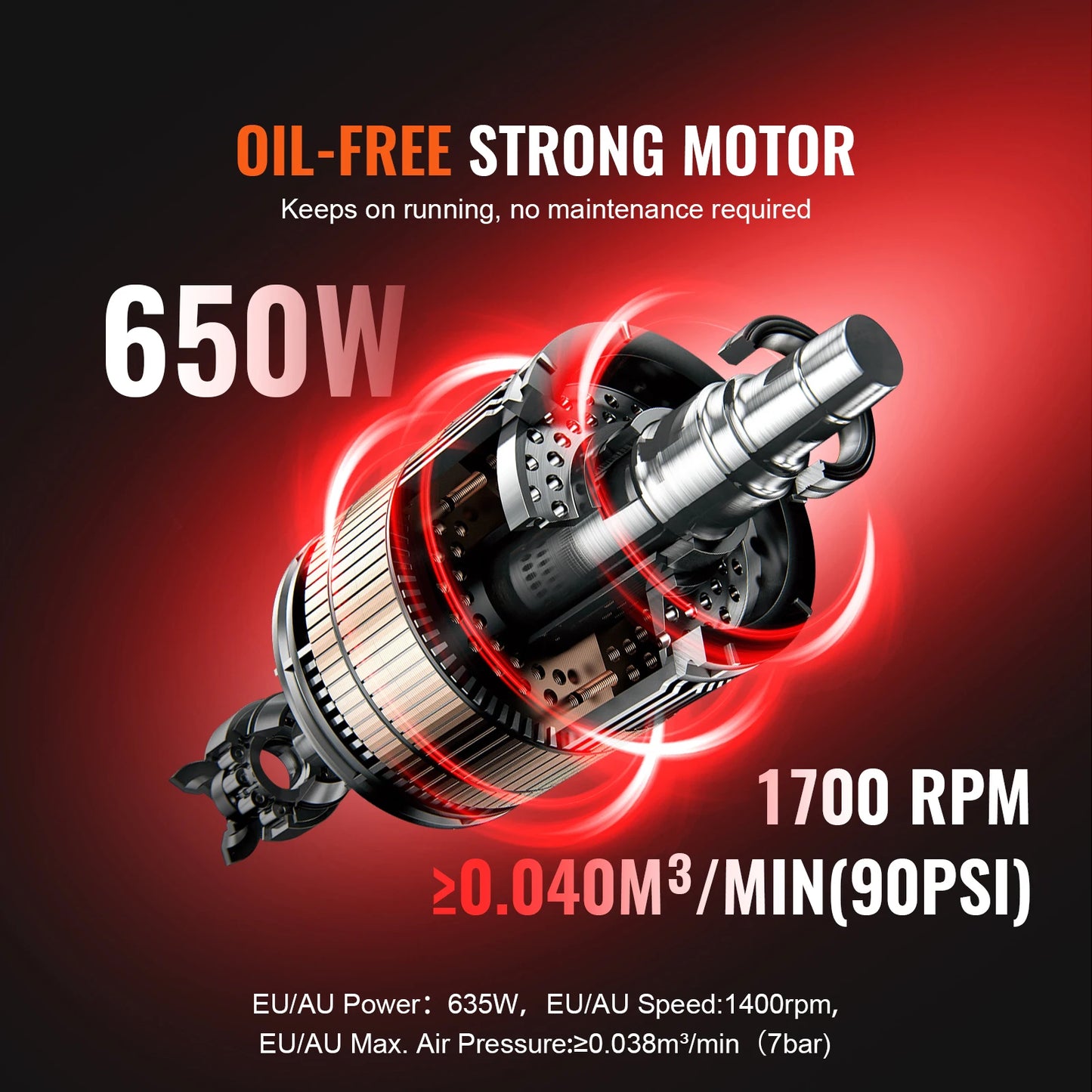 750W/1450W/3000W Oil Free Air Compressor, Portable Compressor