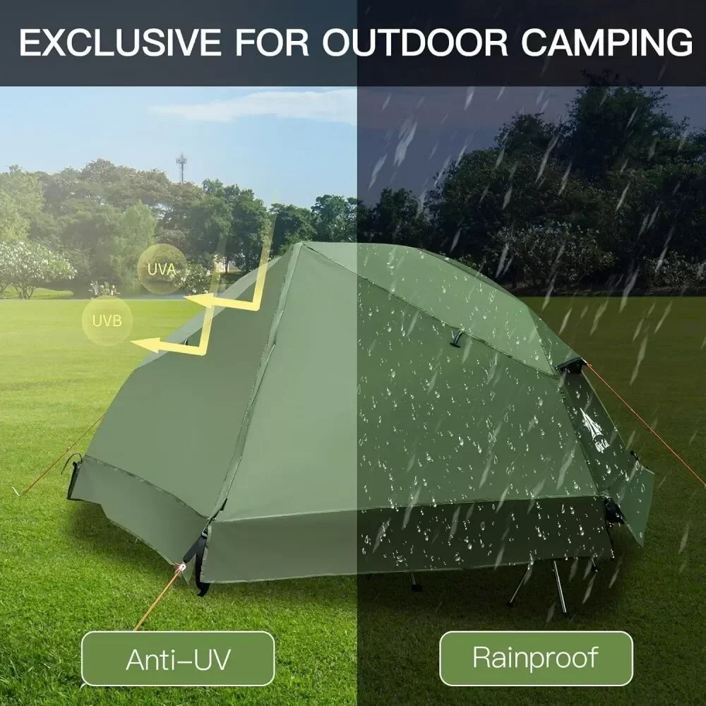 Camping Cot Tent, Waterproof 1-Person Off-Ground Combo Cot Bed