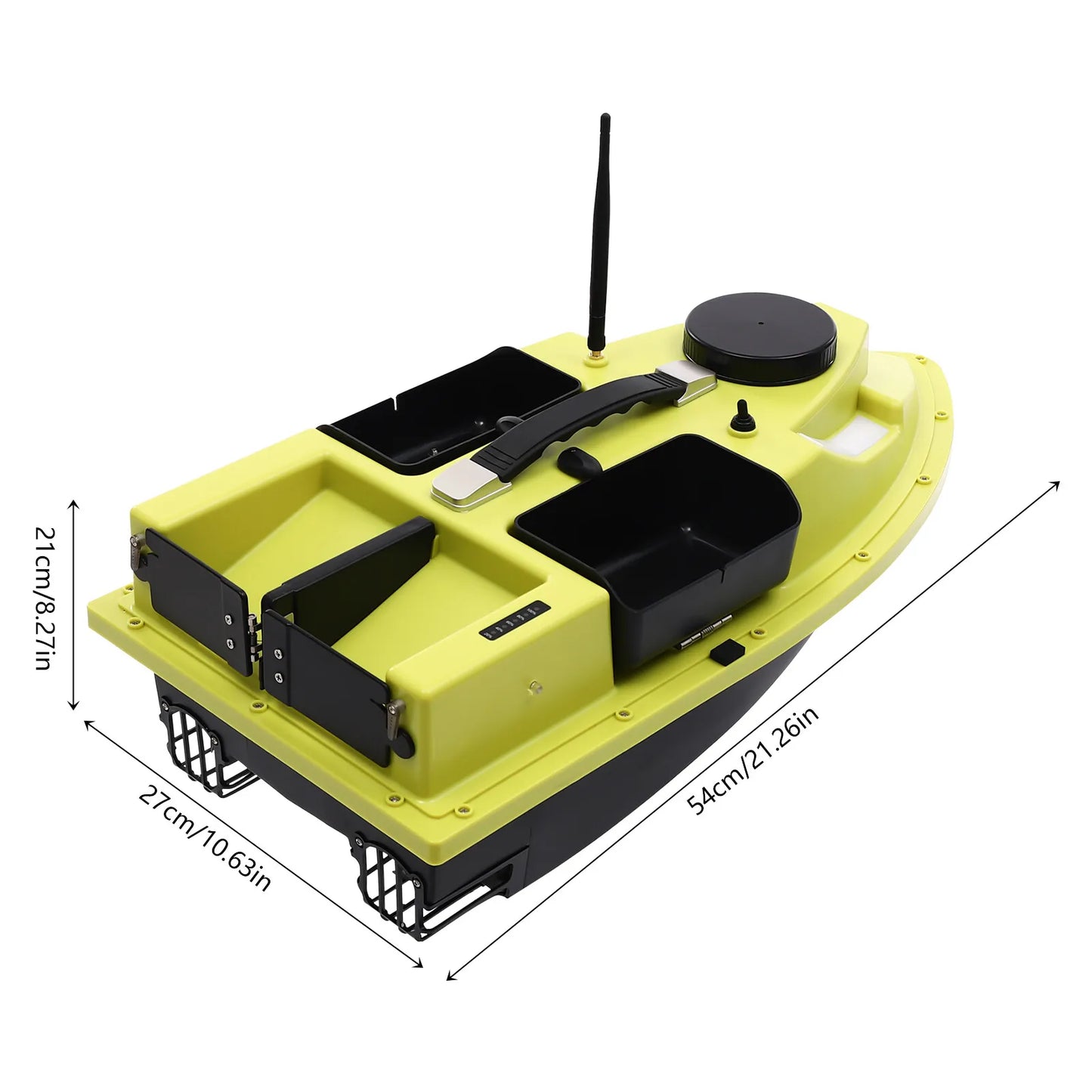 Green Fishing Bait Boat, High-Quality ABS Material, Frosting Treatment & IP65 Waterproof Sturdy For Long-Term Distant Baiting Use