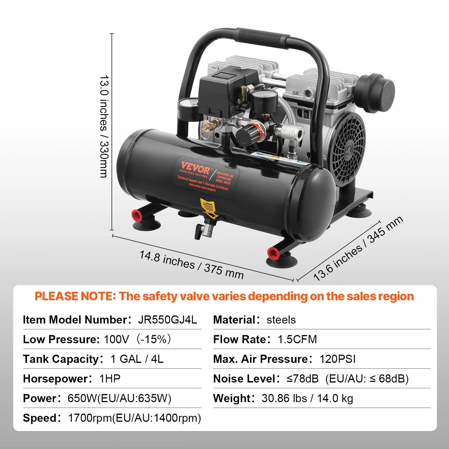 750W/1450W/3000W Oil Free Air Compressor, Portable Compressor