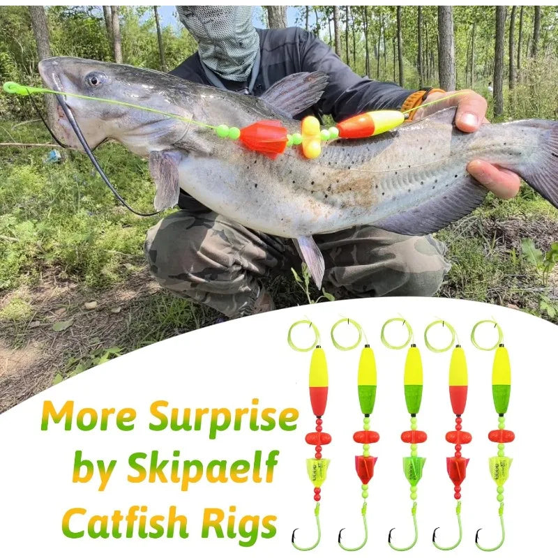 Catfish Float Rigs - With Rattler, 5pcs Rig Equipment, 6/0 8/0 10/0 Circle Hooks