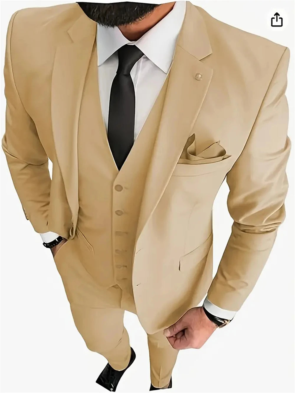 Men's Suits 3pcs Notch Lapel Blazer Formal Pants Tux Vest  (Blazer+vest+Pants)