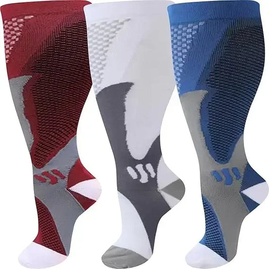1/3Pairs 3XL-7XLPlus Size Wide Calf Compression Socks Women Men 15-20mmhg