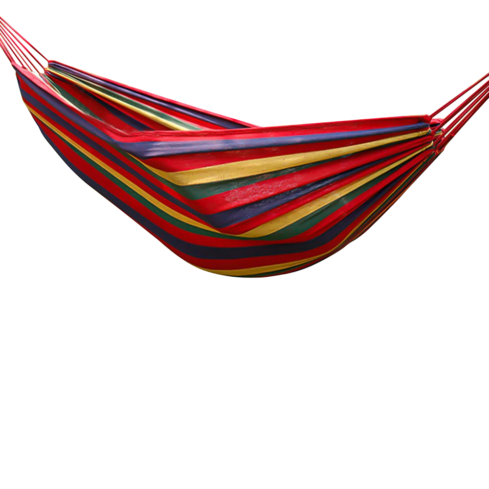 Camping Thickened Durable Fabric Canvas Hammock Swing with Tree Ropes, Anti Rollove,r Striped Hanging Hammock