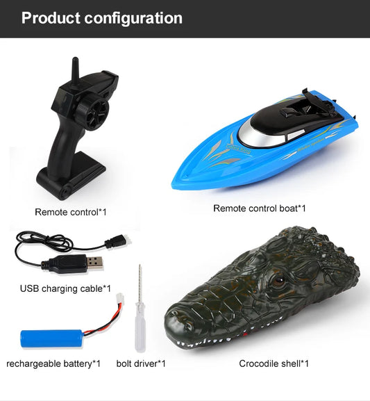 Remote Control Crocodile Speed Boat Toy for Kids, Long Battery Life