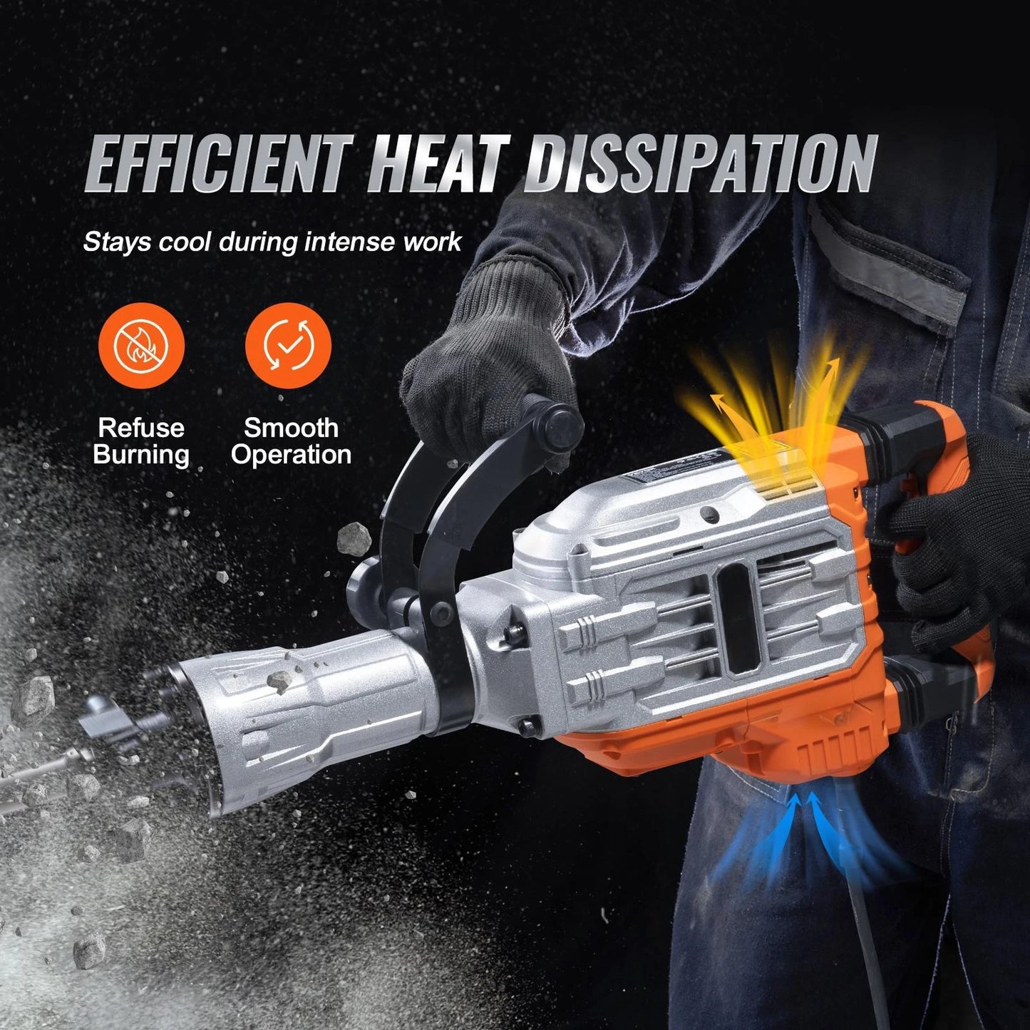 Demolition Jack Hammer, 1500W/2200W/3500W Concrete Breaker, Heavy Duty Electric Jack Hammer 2/4pcs Chisel