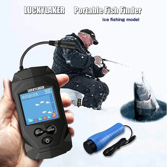 Handheld Fish Finder, Sonar Portable Wired with Transducer, LCD Monitor