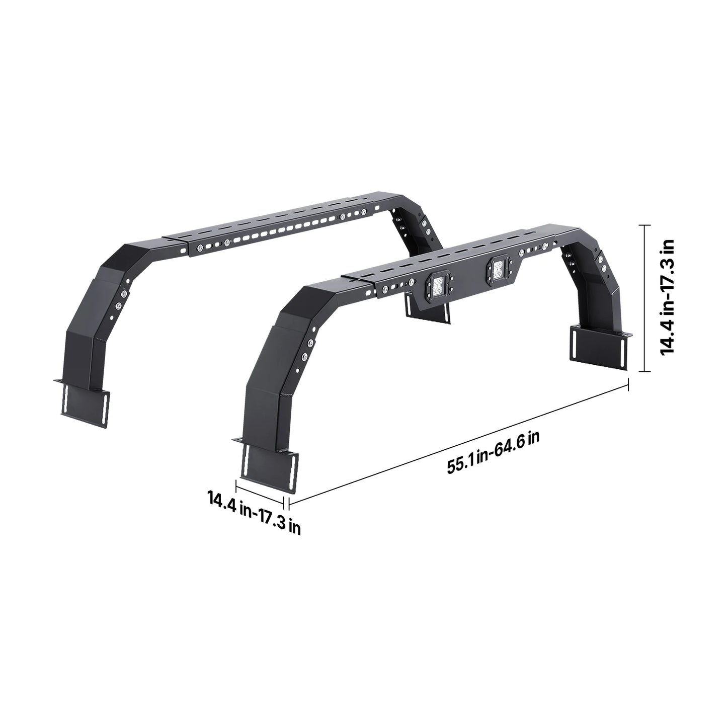 Overland Truck Bed Rack 49.2-67.9 in Width  Rack w/ Sidebar 900 lbs Static Capacity Duty Steel