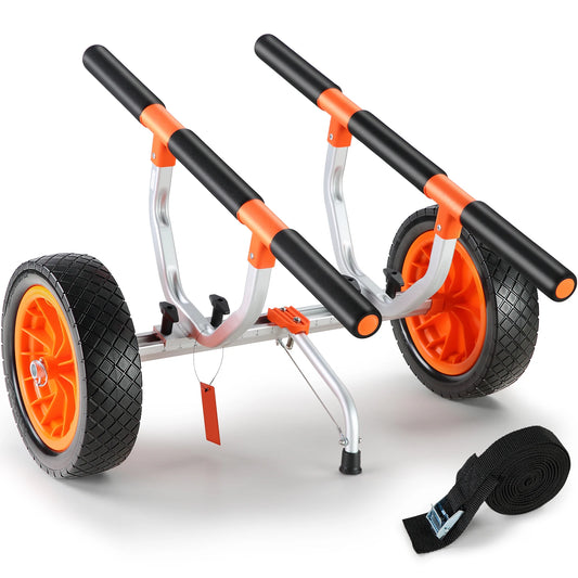 Kayak Cart 450lbs Detachable Canoe Trolley Cart with 12'' Tires. Adjustable Width for Paddleboards, Float Mats, Jon Boats, Kayak