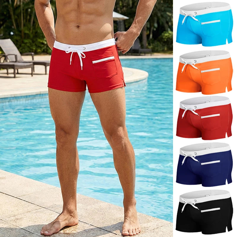 Men's Summer Swim Trunks with Mesh Liner Zipper, Pocket Stretchy Comfy Quick Dry Swimming Shorts