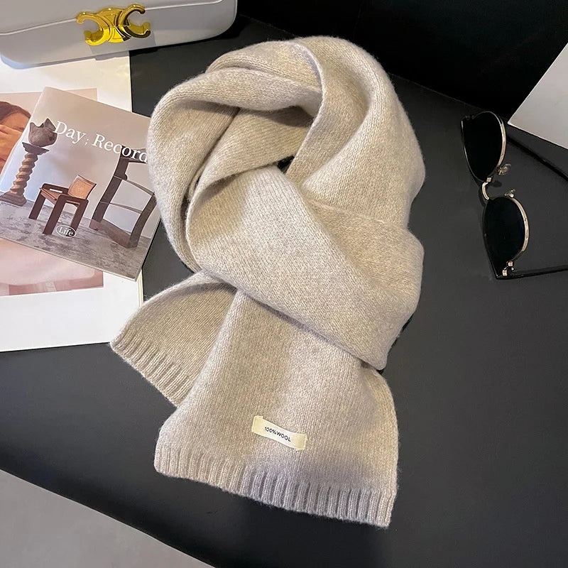 Knitted Scarf, Women's, Men's 100% Wool Winter Scarfs. Bright Solid Color Design, Thick Soft Cashmere Shaw