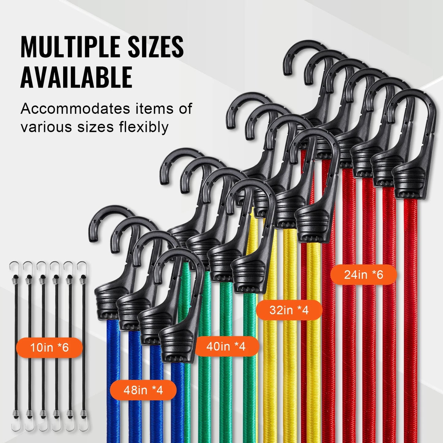 VEVOR 32pcs Elastic Bungee Cords Straps Assorted Lengths Heavy Duty