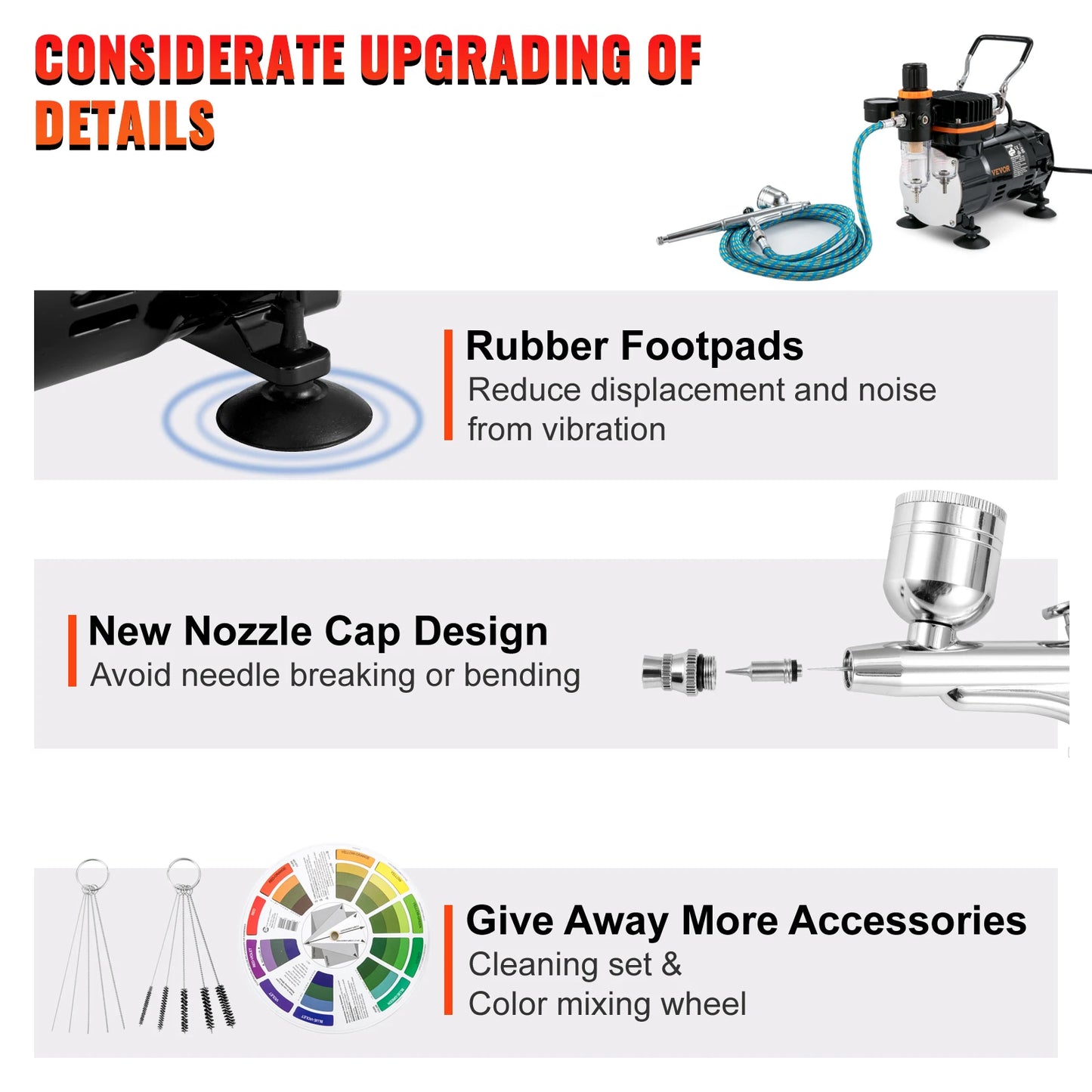 Professional Dual-Action Airbrush Kit, 120W Electric Spray Gun Air Brush. Painting Art Nail Tattoo Makeup Model Sprayer