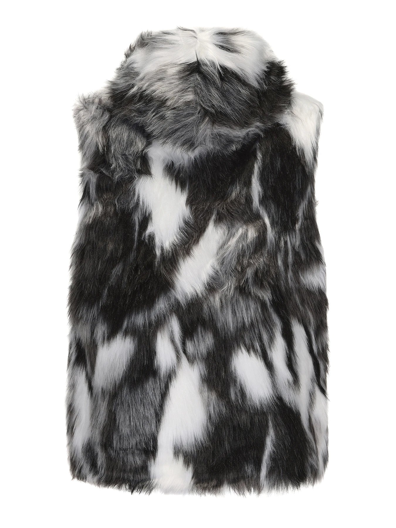 Men`s Luxury Faux Fur Hoodie Vest Long Coat Sleeveless Jacket Plush Overcoat with Pockets and Hood