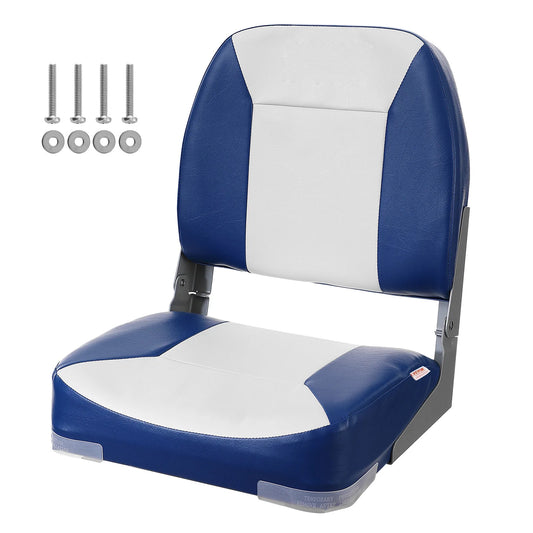 Boat Seat 18.9" Low Back Folding Chair, with Thickened Sponge Padding & Hinge Fold-Down