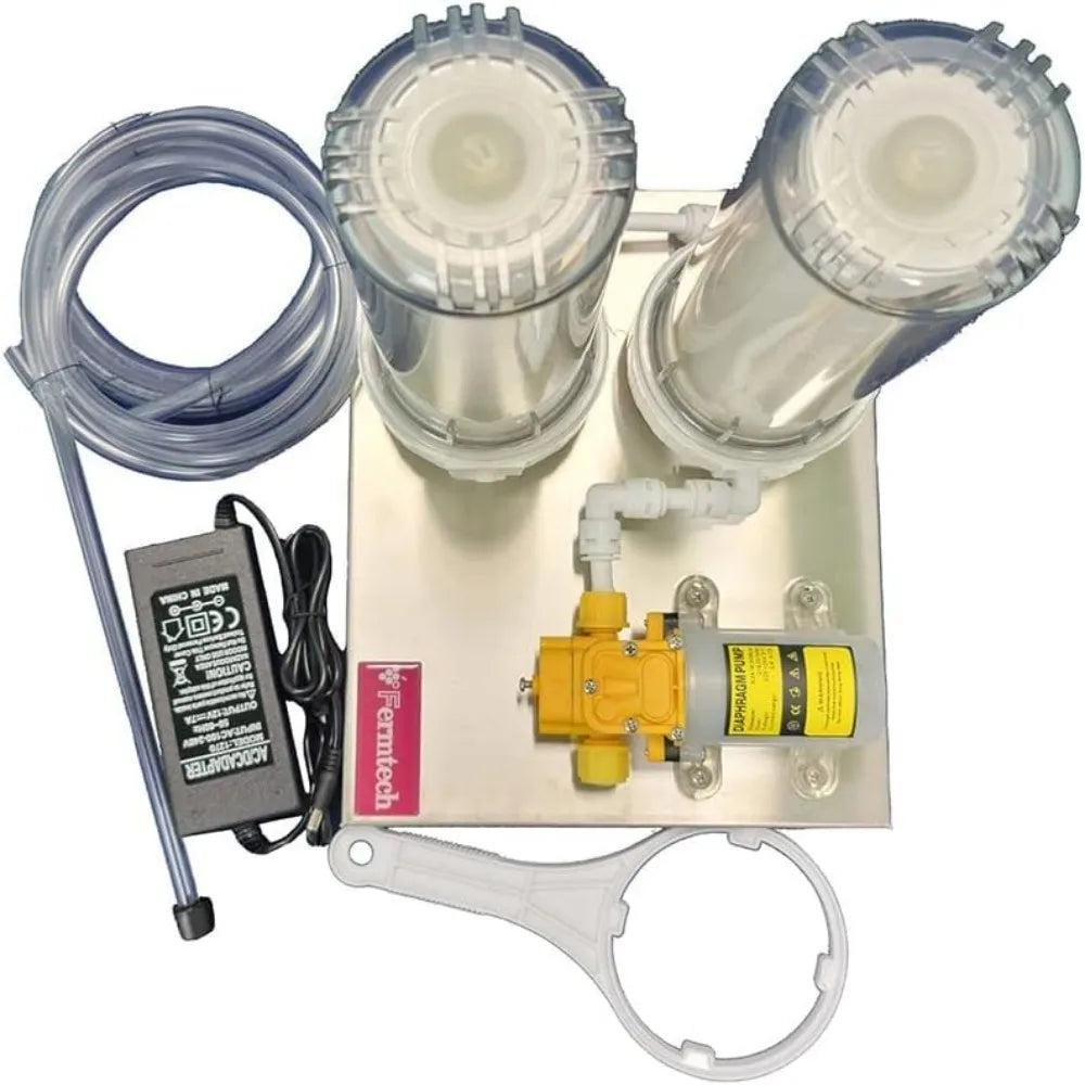 10 Inch Dual Liquid Filter System, Stainless Steel Wine Beer Mead Kombucha Filter Machine with No Spill Technology