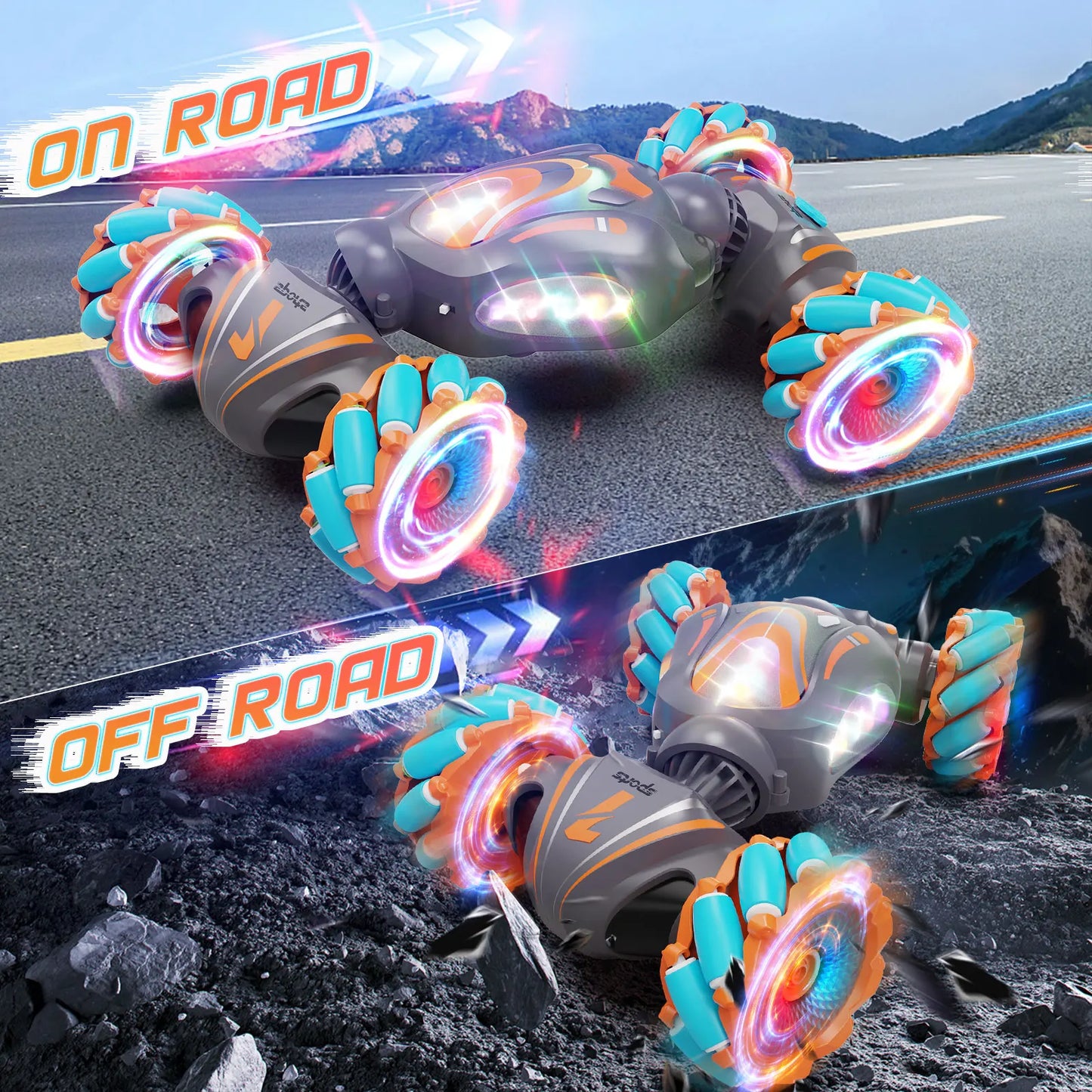 Gesture Sensing RC Stunt Car 4WD Hand Controlled 360° Rotate Transform Drift Birthday Gifts Toys for Kids with Light & Music
