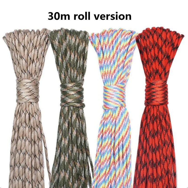 5M/15M/30M 7-Core 550 Paracord 4mm Parachute Cord, Outdoor Camping survival Rope kit, Umbrella Tent Lanyard Strap Clothesline